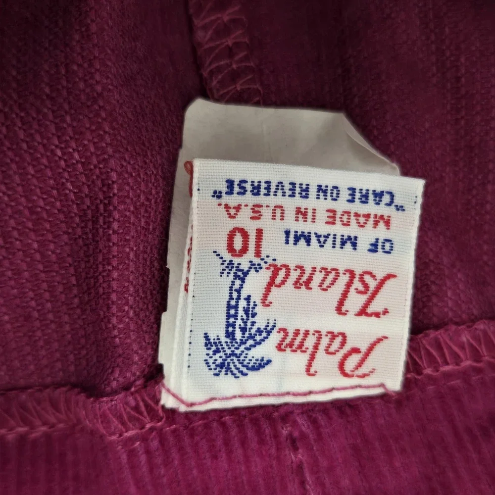 Vintage‎ Palm Island Fuchsia Corduroy Pants Girls Size 10 Pleated Front